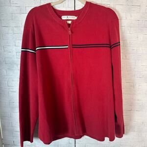 Tommy Hilfiger vintage cardigan, red blue white Tommy line zip front plus size